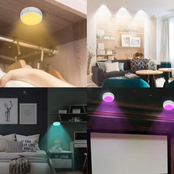 Stmievateľné RGB Farbu Meniace LED Nočné Svetlo Bezdrôtové Diaľkové Ovládanie LED Batérie Smart Svetlo, Skrinka, Skriňa, Vitrína Lampa