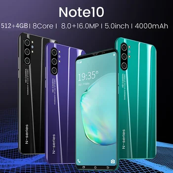 2021 Nový Príchod Note10 5.0 Inch celú Obrazovku Smartphone 8 Core, 4GB Dual Camera Andriod Telefón 4000mAh Rýchlo Zamerané Mobilný Telefón