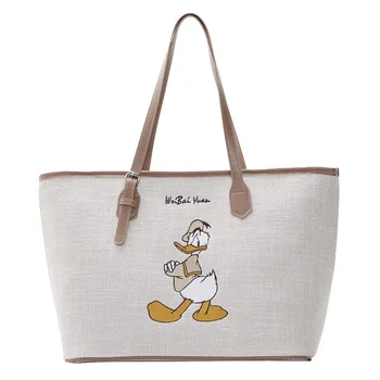 Disney Minnie Vysokou kapacitou kabelky ženy Plátno taška ženy 2021 Tote bag cartoon taška Mickey ramenný prenosné nákupní taška