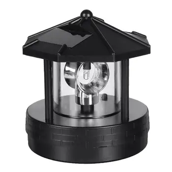 Black LED Solárne Maják 360° Rotujúce Svetlo Vonkajšie Záhradné Stolná Lampa