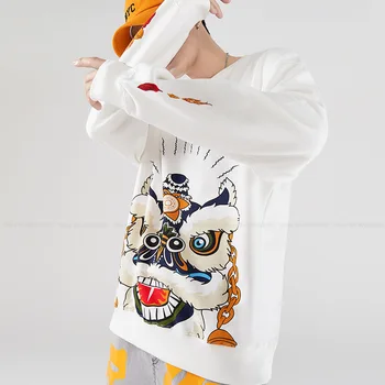 Muži Čínsky Štýl Orientálneho Módy Tlače Bežné Sveter Topy Harajuku Streetwear Hip Hop Retro Čaj, Mikiny Japonský Odev