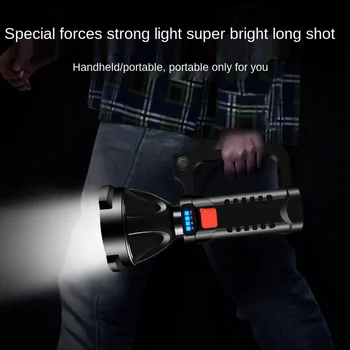 Baterka Silné Svetlo Nabíjateľná Outdoor Ultra-svetlý Long-range Prenosný Reflektor s Poklad Funkcia Prietrž Lampa