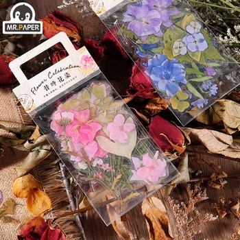 4 Vzory Prírodné Daisy Ďatelina Japonských Slov Ruky Účet DIY Dekor Nálepky Priehľadná PET Materiál Kvety a Listy Rastliny