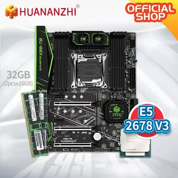 HUANANZHI X99 T8 X99 základná Doska s procesorom Intel XEON E5 2678 V3 s 2*16 G DDR3 RECC pamäť combo kit set NVME SATA, USB 3.0, ATX
