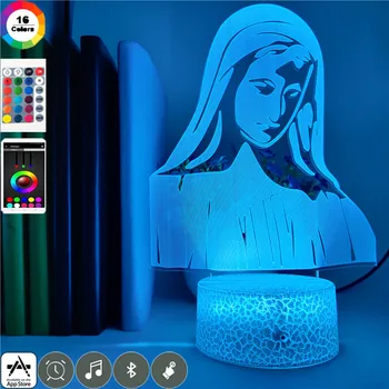 Kreatívne 3D Lampa Tabuľka Panny Márie, Obraz Nočné Svetlo LED Akryl Nočného Nočné Party Atmosféru Dekor Christian Darček