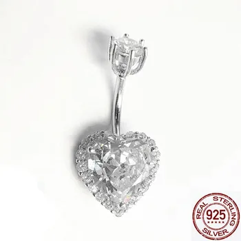 Krištáľové srdce 925 silver telo šperky, piercing brucho piercing ombligo pupka piercing pre ženy móda