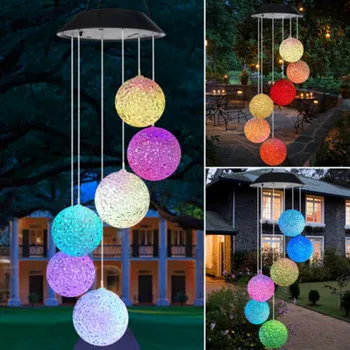 Solárny Vietor Zvonkohry Svetlo LED Garden Visí Spinner Lampa Farby Dekorácie Vonkajšie Osvetlenie Party Dekor Darček