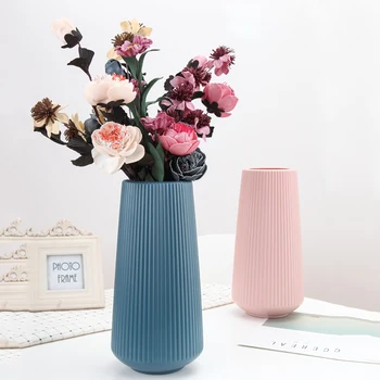 Nordic Štýl Hydroponických Rastlín Imitácia Porcelánu Plastové Origami Váza Fľaša Sušené Kvety Usporiadanie Home Office Dekorácie
