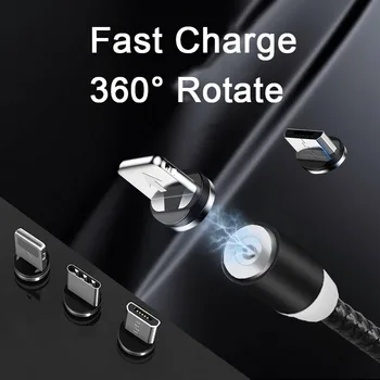 Magnetické Kábel LED osvetlenie Micro USB Kábel Typu C Magnet Nabíjačku Nylon Pletená Mobilný Telefón Kable pre iPhone 11 Samsung Drôt 1M