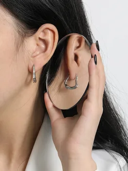 S'STEEL Geometrické Hoop Náušnice Rýdzeho Striebra 925 Náušnice Pre Ženy Autor Minimalistický Earings Zlato Trendy Jemné Šperky