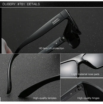 DUBERY Vintage Polarizované slnečné Okuliare pánske Slnečné Okuliare Pre Mužov Jazdy Čierny Štvorec Oculos Mužskej 8 Farieb Modelu D911