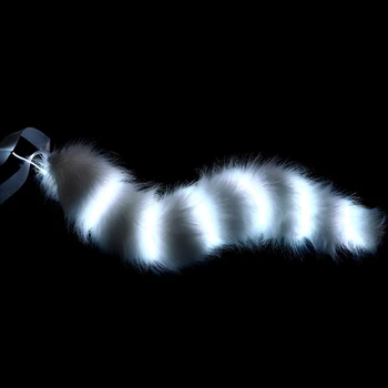 Umelú Kožušinu Mačiatko Vlk Uši hlavový most s LED Svetlo, Až Plyšové Dlhý Chvost Nastaviť Anime Zdobiť Zvierat Cosplay Kostým Halloween Party P