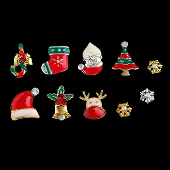 9 Vzory DIY 3D Nechtov Kamienkami Vianočný Stromček ponožky, snowflake Nail Art, Ozdoby Zliatiny, Kovové Doplnky, Šperky, Nástroje