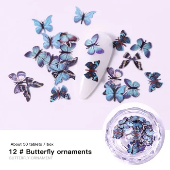 3D Vločky Iskrivý Farebné Flitrami Flitre poľský Manikúra Nechty Umenie 1 Box Holografické na Nechty, Glitter Tvar Motýľ
