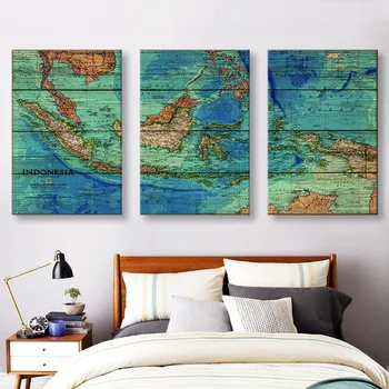 Retro Plagátu Indonézia Mapa Námorných Graf Domáce Dekorácie Maľovanie Core Kreslenie Visí Obraz Komické Loď Foto Tapety