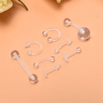 8 Ks Mäkké Brucho Piercing Pupka Nos Prstene, Náušnice Pery Neviditeľné Jazykmi Sexy Šperky, Transparentné Akrylátové Trendy Piercing