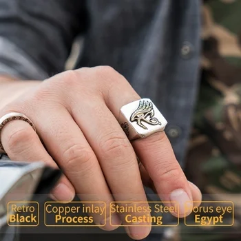 Retro Osobnosti Egypt Horus Krúžok Mužov a Žien Oko Nehrdzavejúcej Ocele Gotický Krúžok Hip Hop Móda Šperky Darček
