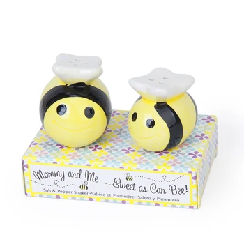 Bee Keramické Cruet Korenie Jar Sada 2 Soľ a Korenie Shakers Nastaviť Elegantné Keramické Včelí Žltý Roztomilý Včely Mocní Baby Sprcha Strany
