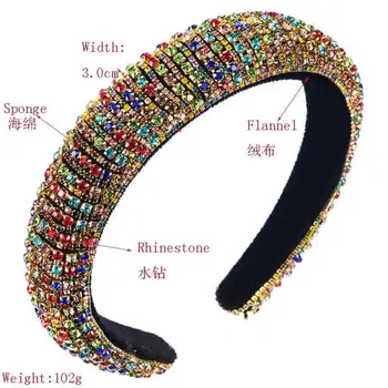 Hot Predaj Bling Drahokamu Hubky Čelenky Pre Dámy 2021 Nové Bejeweled Polstrované Ručné Jewel Hlavu Hoop Ženy