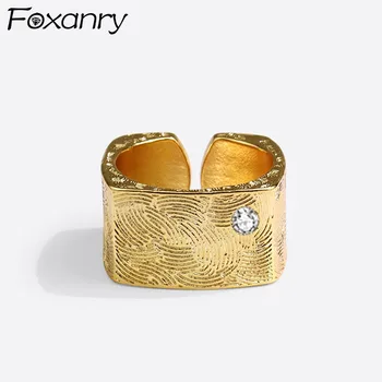 Foxanry 925 Sterling Silver Zásnubné Prstene pre Ženy, Nový Trend Páry Elegantných Tvorivé Geometrické Zirkón Nevesta Šperky, Darčeky