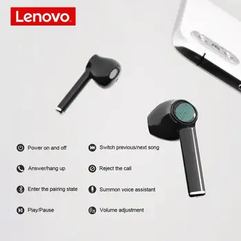 Lenovo Qt83 Bezdrôtové Bluetooth Slúchadlá Touch Ovládania Dual Stereo Bass Music Slúchadlá Nepremokavé Športové Earplug S Mikrofónom