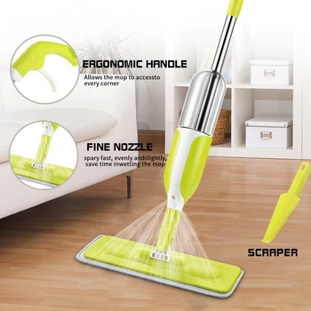 Spray Mop Na Umývanie Podlahy Ploché Mopy S Postrekovač Parný Mop 3ks Opakovane Mikrovlákna Podložky Parný Čistič Domov Čistenie Nástrojov