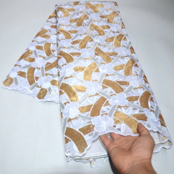 2021 Nové Flitrami Handcut Afriky Organza Čipky Tkaniny, Výšivky Veľké Ťažké Francúzsky Oka Textílie, Čipky S Sequin Pre Ženy Šaty