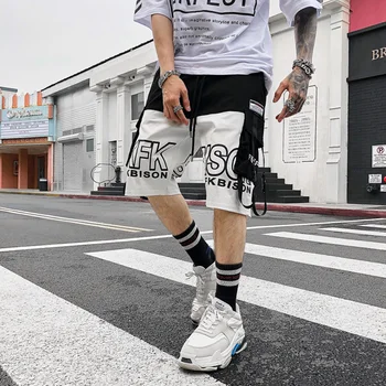 Japonský Módny Cargo Šortky Mužov Pásky, Vrecká Mix Farieb Harajuku Streetwear Bežné Šortky pre Mužov Hip Hop Oblečenie Joggers
