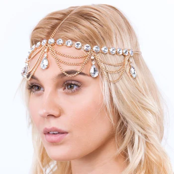 Stonefans Vintage Bohemia Svadobné Čelo Reťazca Luxusné Šperky Crystal Head Reťazca pre Ženy, Svadobné Vlasy Tiara hlavový most Ornament