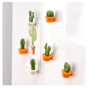 SKTN 6pcs Magnety na Chladničku Roztomilý Mini Sukulentných Rastlín Váza Magnet set Tlačidlo Kaktus Chladnička Správu Nálepky