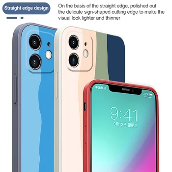 Umenie, Dúhu, Kvapalné Silikónové Telefón puzdro pre iPhone 11 12 Pro MAX 12 X Mini XS Max XR SE2020 Prípade Roztomilý Gradient Rainbow Mäkké Pokrytie