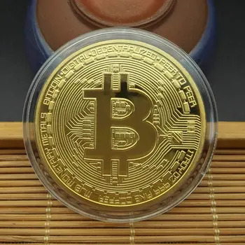 BITCoin Umelecké Zbierky Pozlátené Fyzickej Bitcoins Bitcoin BTC s puzdrom Darček Fyzického Kovu Imitácia Antické Striebro, Mince