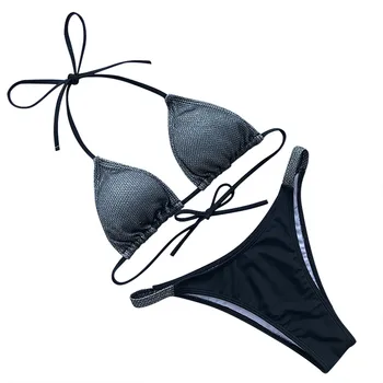 Luxusné Bling Drahokamu Podiel Bikini Set Kryštál Diamantu Sexy Ženy, Kúpanie Plavky S Uväzovaním Za Push Up Obväz, Plavky, Plážové Oblečenie