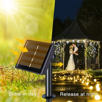 Solárne String Svetlá Vonkajšie 200 LED 8 Režimov Solárny Rozprávkových Svetiel Nepremokavé Medený Drôt Ligotať Svetlá pre Záhradné Svadbu