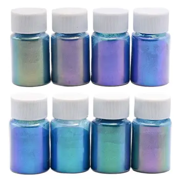 8 Farieb - Ultra-Jemné Chameleon Kovové Chrome Nechtov Pigment 10g Pigment Lesk Magic Nail Art Pearl Powder Chameleon Moc,656
