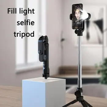 Bezdrôtový bluetooth selfie stick skladací mini statív s vyplniť svetla uzávierky diaľkové ovládanie pre systém IOS, Android Telefón Majiteľa