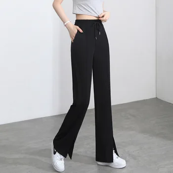 Streetwear lete 2021 vysoký pás biela čierna Žien Capris nohavice pre ženy nohavice širokú nohu, rovné nohavice Žena plus veľkosť