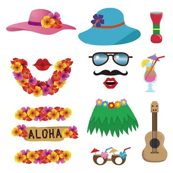 2021 Novú Hawaii Photo Booth Rekvizity Klobúk, Slnečné Okuliare Garland Papier Photo Rekvizity Letnú Dovolenku Tropické Party Šaty, Dekorácie