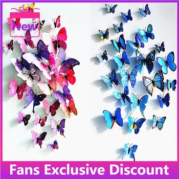12PCS/Set PVC 3D Butterfly Stenu Decor Krásne Motýle Samolepky na Stenu Miestnosti Steny Domácnosti Motýle Dekorácie Umenie Obtlačky