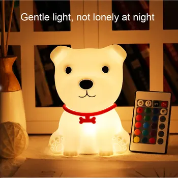 LED Nočné Osvetlenie, Dotykový Snímač Silikónové Lampa Psa Diaľkové Ovládanie Lampara stolná Lampa Spálne Dekorácie Veilleuse Baby Deti Darček