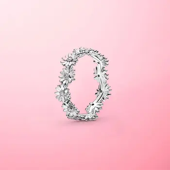 Autentické 925 Sterling Silver Šumivé Daisy Kvet Koruny Prst Prsteň Pre Ženy Originálne Strieborné Šperky Najlepší Darček