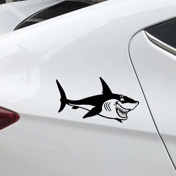 YJZT 17.7 CM*9 CM Shark Legrační Karikatúra Dekorácie, Auto Nálepky, Auto batožinového priestoru Vinyl Odtlačkový Čierna/Strieborná C4-2354