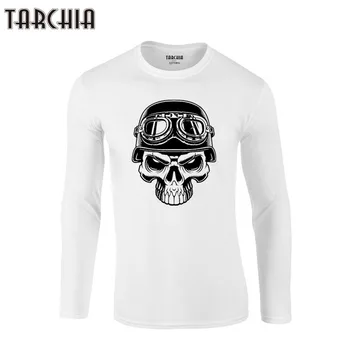 TARCHIA Plus Veľkosť pánske Tričko Tee 2021 Značky Eur Veľkosť Dlhý Rukáv Mužov Nové Homme T-Tričko Bavlna Ilustrácia Biker Lebky