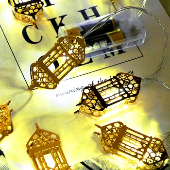 10 LED Zlaté Ramadánu Palác Lampa Islamskej Moslimských Svetlo String Visí Festival Arabskej Strany Garland Svadobné Dekorácie