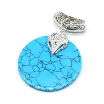 Prírodné Agates Prívesok Módne Modrá Turquoises Prívesok Charms pre Ženy, Mužov, Takže DIY Šperkov Náhrdelník Veľkosti 50x70mm