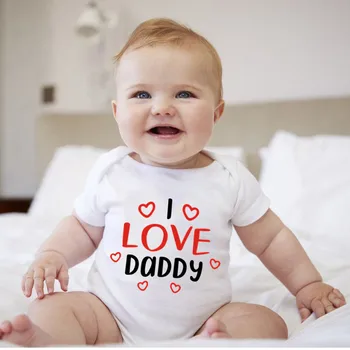 2021 I Love Daddy Baby Kombinézu Módne Telo Obleky Krátky Rukáv Novorodenca Jumpsuit Cartoon Deti Baby Girl Šaty