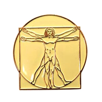 Vitruvian Man vrecku múzeum umenia smalt pin Renesancie odznak Leonardo Da VincVitruvian Muž Leonardo da Vinci Cín Pripnúť Odznak