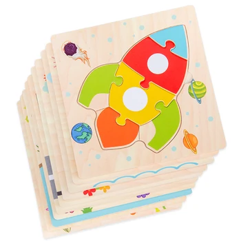 Dieťa Cartoon Drevené 3d Puzzle, Hračky Tangram Tvary Učenie Zvierat Skladačka Puzzle, Hračky Pre Deti, Vzdelávacie