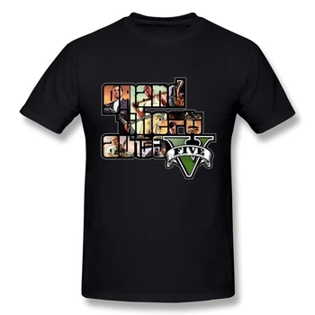 Bavlna pánske GTA 5 Grand Theft Auto V O-neck T-shirt