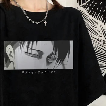 Japonské anime útok na titan žena tričko leviackerman oko punk topy lete harajuku voľné gotický krátke rukáv tričko